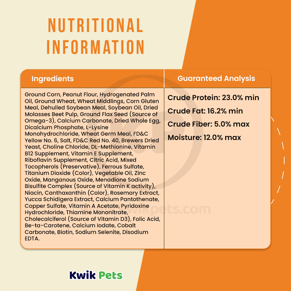 Nutritional info of Kaytee Bonding Bites Bird Training Treats Peanut Butter 3-oz