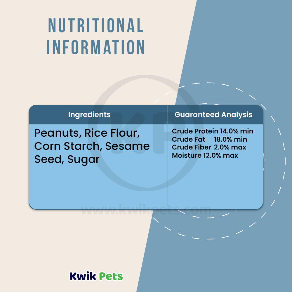 Nutritional info of Kaytee Krunch-A-Rounds Sesame Covered Peanut Treat for All Hookbills 3-oz