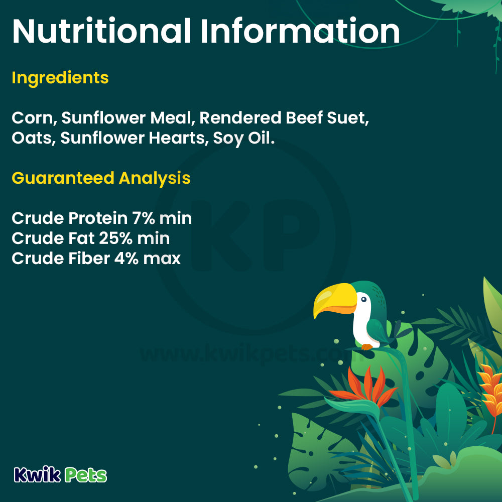 Nutritional info of C&S Sunflower Suet Nuggets for Wild Birds 27-oz