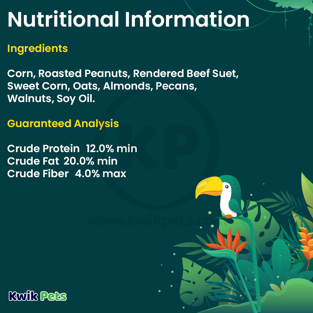 Nutritional info of C&S Woodpecker Delight No Melt Suet Dough for Wild Birds 11.75-oz