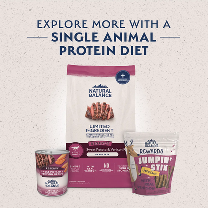 Product Family of Natural Balance Pet Foods Limited Ingredient Reserve Grain Free Adult Dry Dog Food Sweet Potato & Venison 22-lb