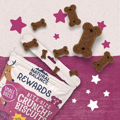 Product info of Natural Balance Pet Foods Rewards Bite-Size Crunchy Biscuits Small Breed Dog Treats Venison 8-oz