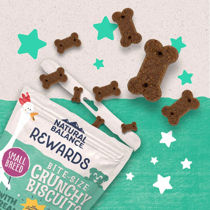 Product info of Natural Balance Pet Foods Rewards Bite-Size Crunchy Biscuits Small Breed Dog Treats Chicken 8-oz