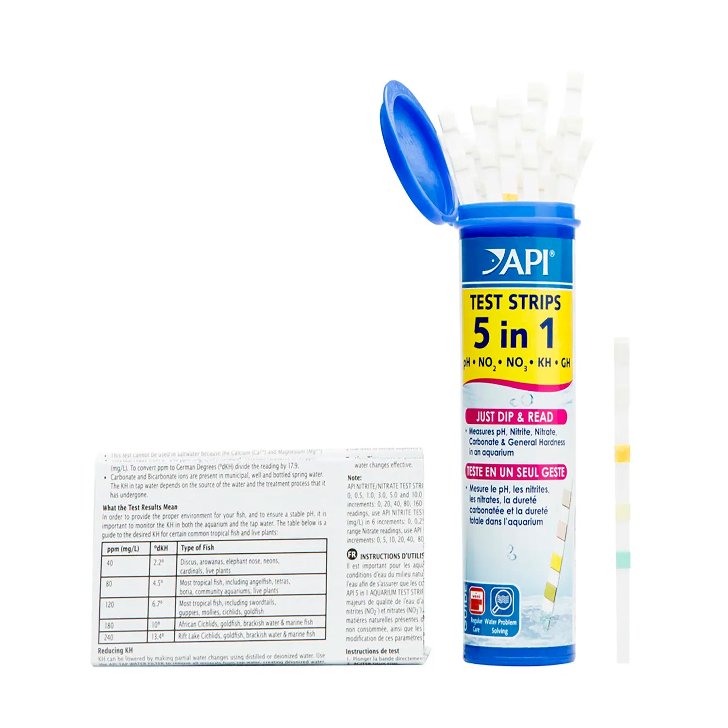 Product info of API 5-in-1 Freshwater Aquarium Test Strip 25 Count