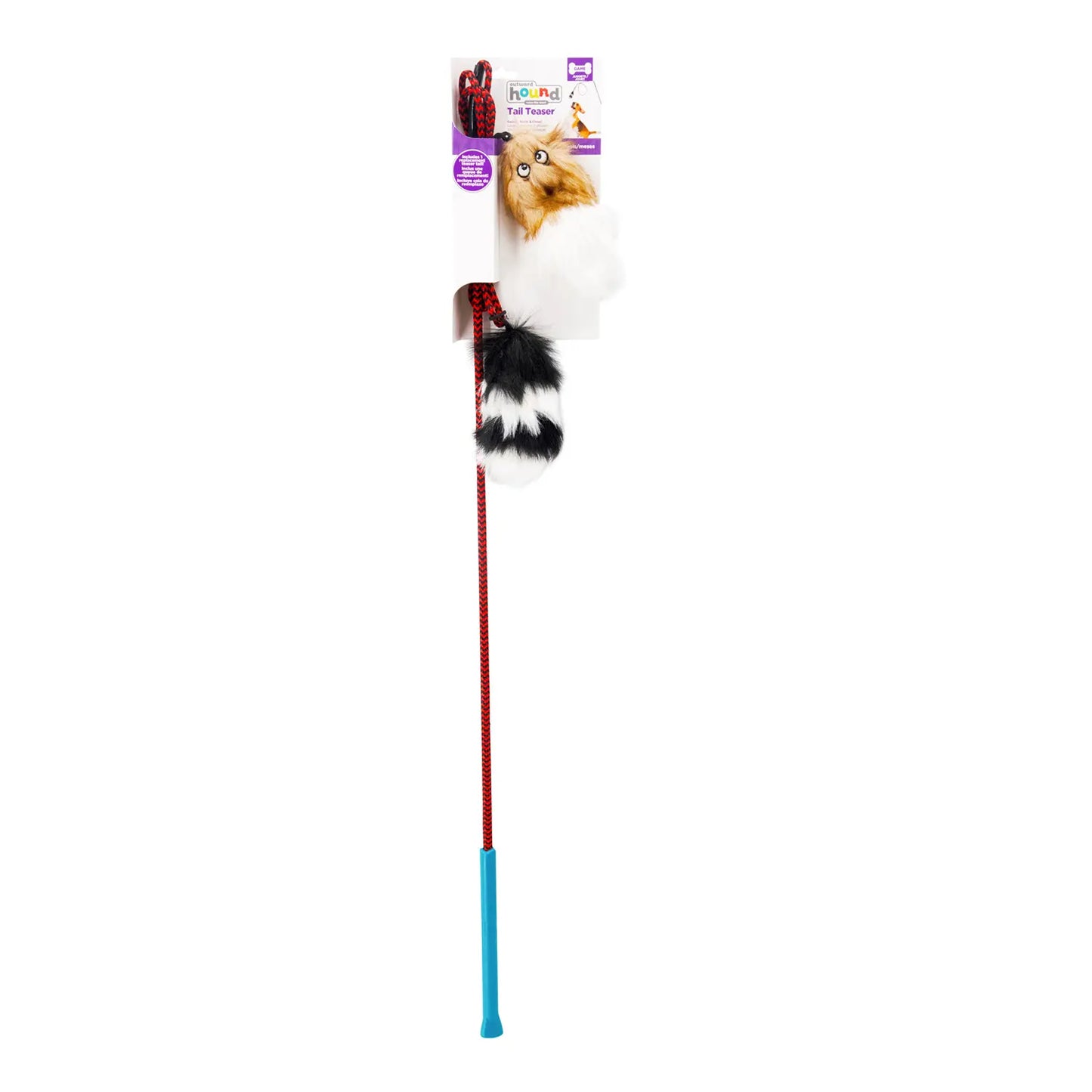 Product info of Outward Hound Tail Teaser Dog Wand Toy with Refill Multicolor