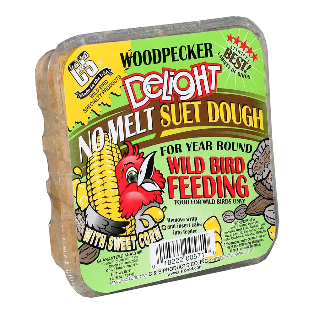 Side of C&S Woodpecker Delight No Melt Suet Dough for Wild Birds 11.75-oz