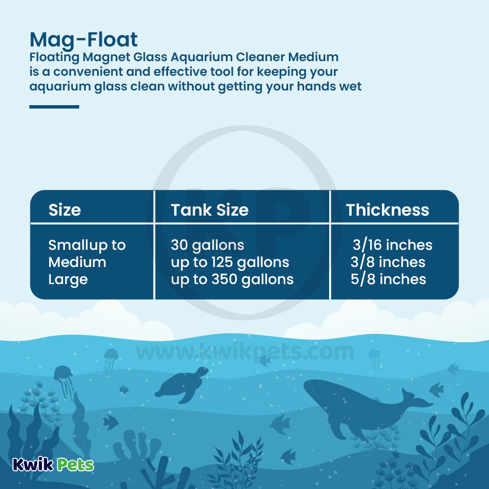 Mag-Float Floating Magnet Glass Aquarium Cleaner Medium, Kwik Pets