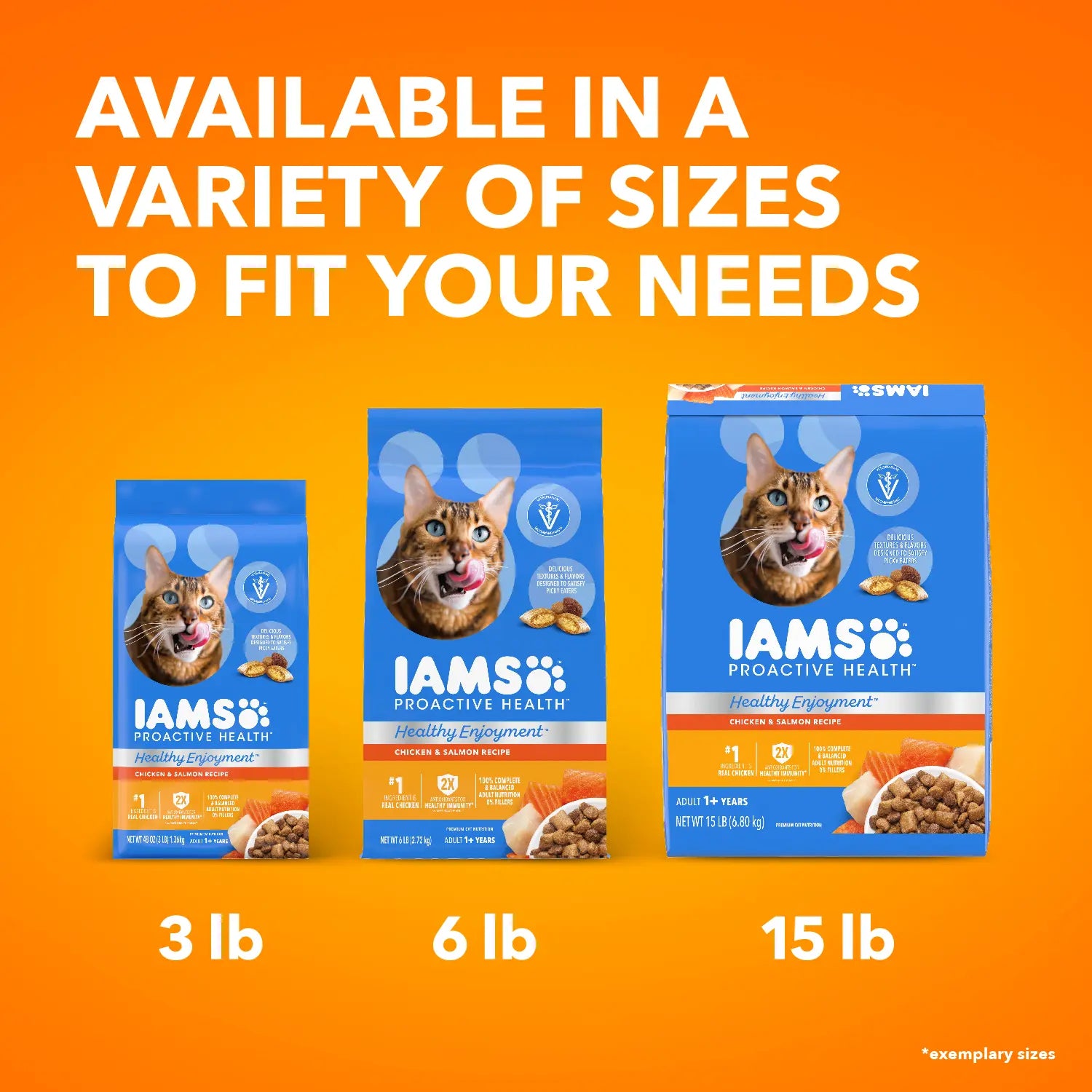 Size of IAMS ProActive Health Healthy Enjoyment Adult Dry Cat Food Chicken & Salmon 6-lb