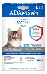 Adams Plus Flea & Tick 3 Month Supply Spot On for Cats & Kittens Over 2.5-lb