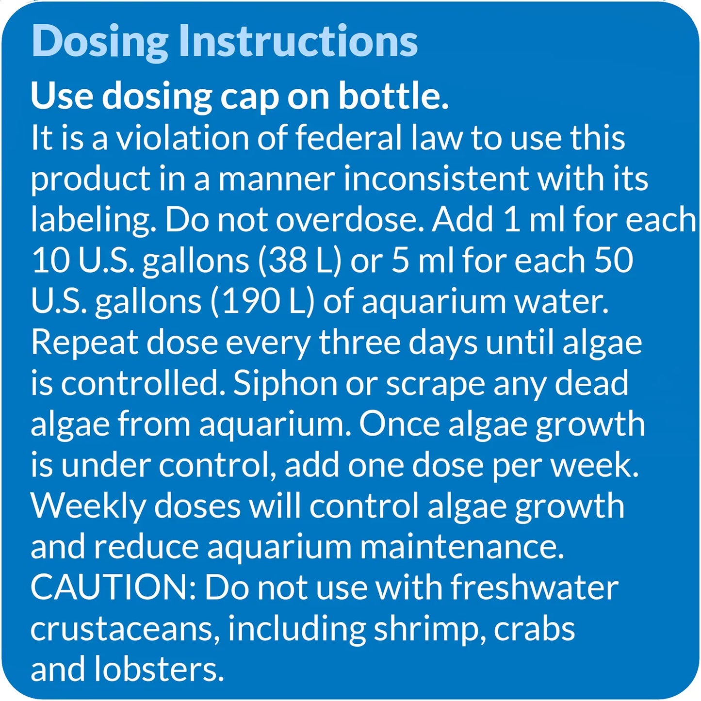 Usages Directions 2 of API AlgaeFix Freshwater Aquarium Algaecide 16-oz