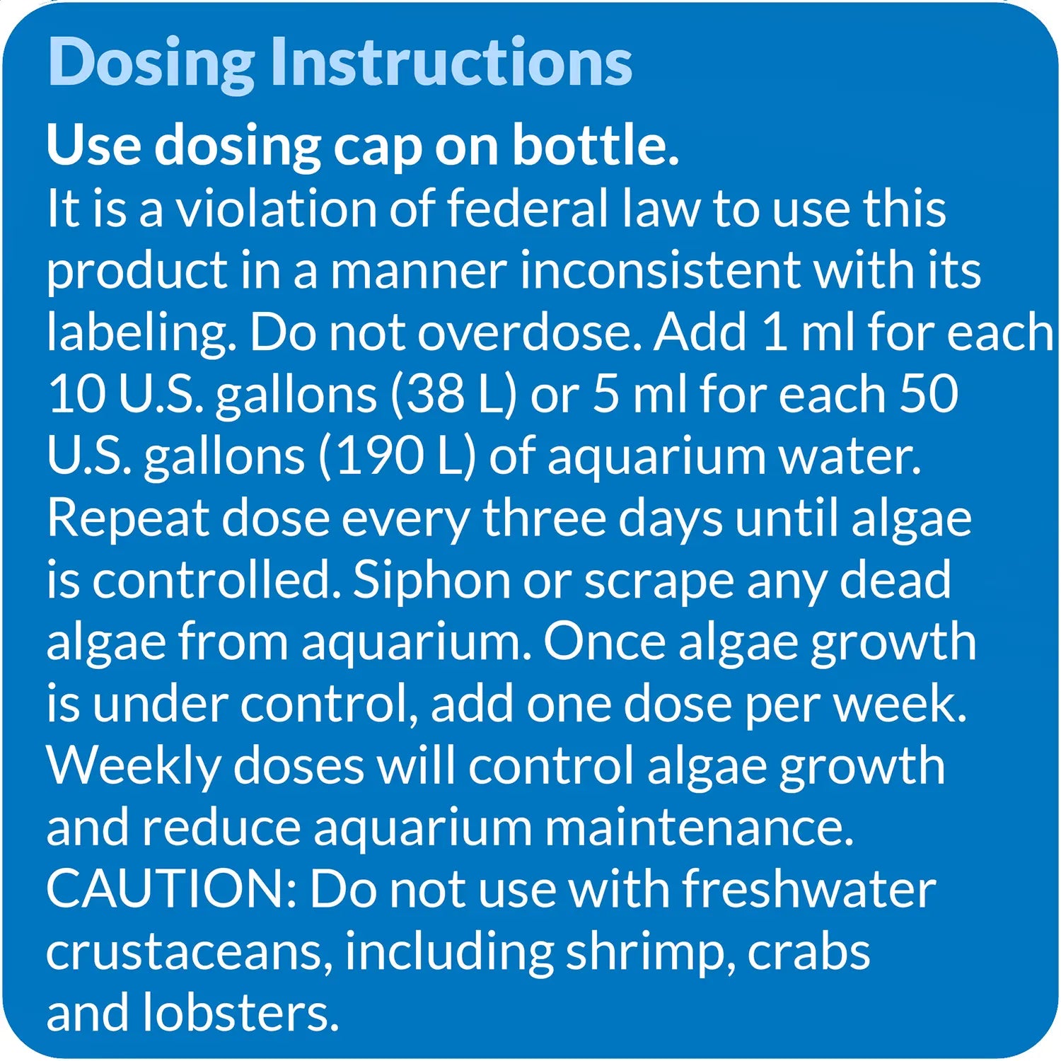Usages Directions 2 of API AlgaeFix Freshwater Aquarium Algaecide 16-oz