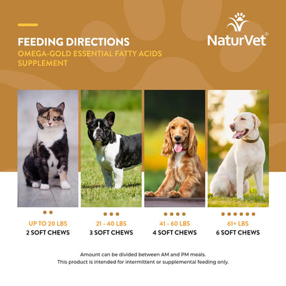 Usages Directions of NaturVet Omega-Gold Plus Salmon Oil Soft Chews for Dogs & Cats 90 Count 9-oz