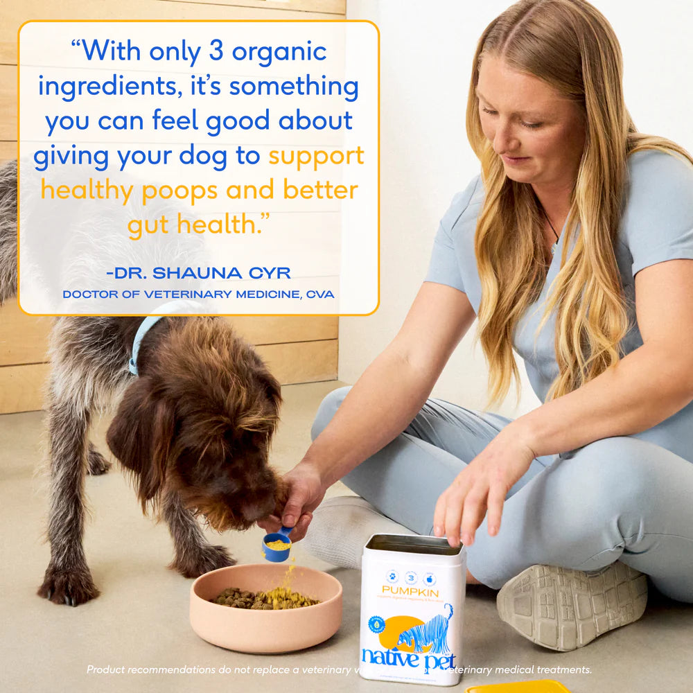Native Pet Organic Pumpkin Fiber Powder Digestive Supplement for Dogs 8-oz, Kwik Pets