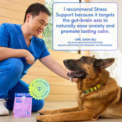 Native Pet GutWell Stress Support Anxiety Relief & Calming Supplement for Dogs 12.7-oz, Kwik Pets