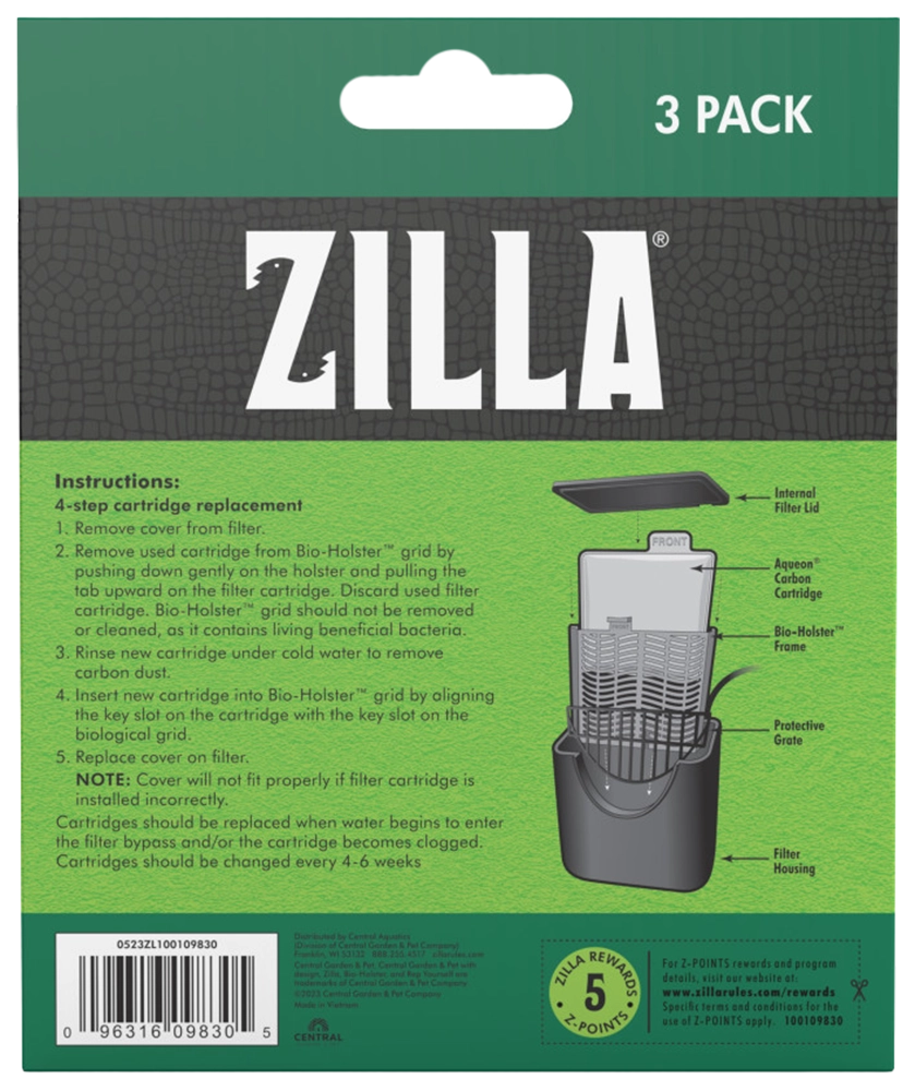 Back of Zilla Replacement Filter Cartridges Medium 3 Count