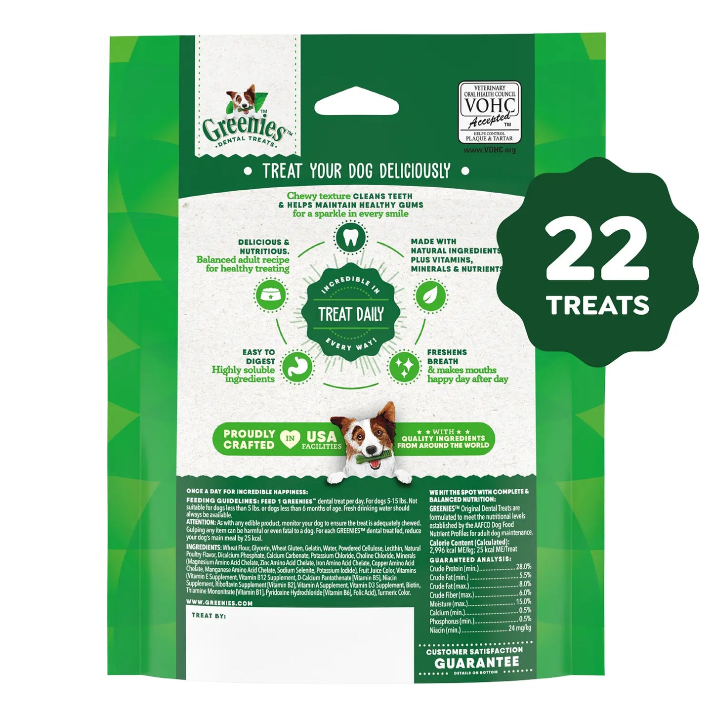 Back 2 of Greenies Original Dog Dental Treats Teenie 6-oz 22 Count