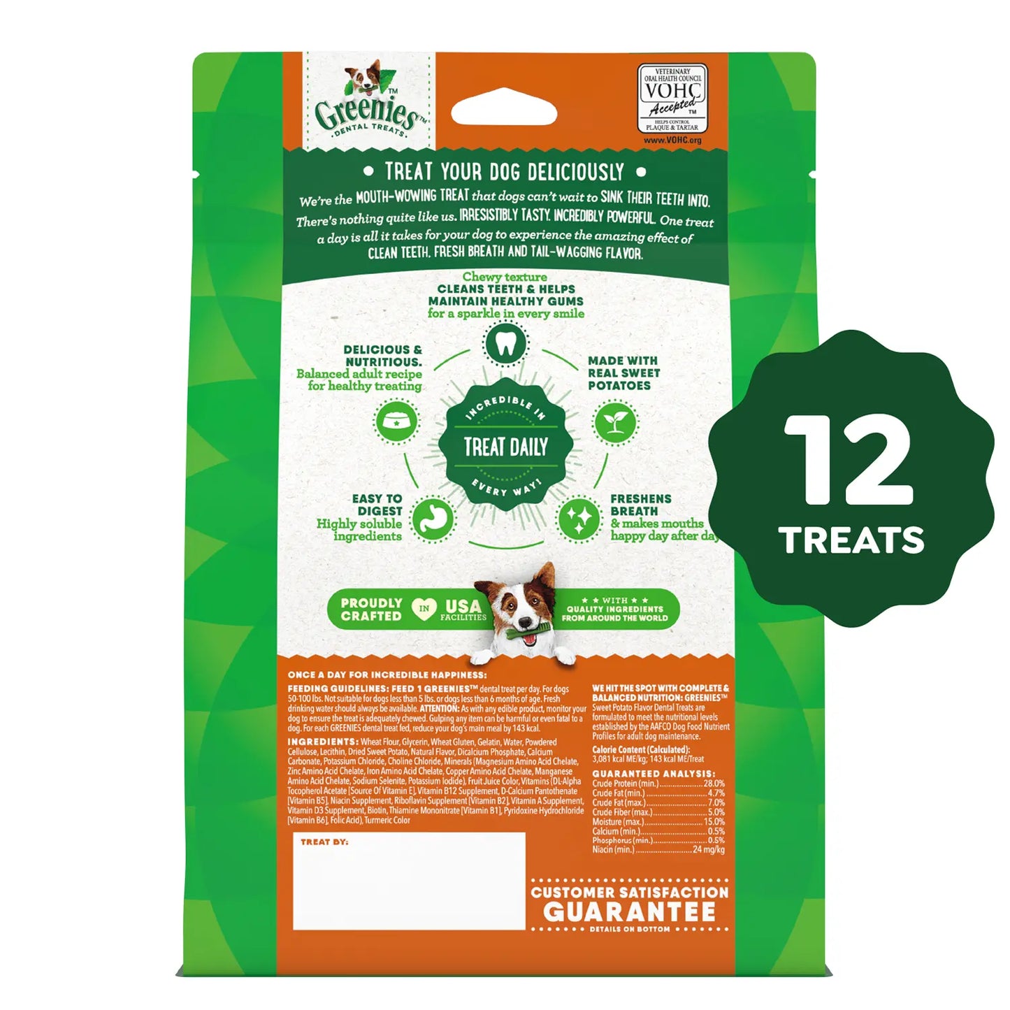 Back 2 of Greenies Sweet Potato Dog Dental Treats Regular 12-oz 12 Count