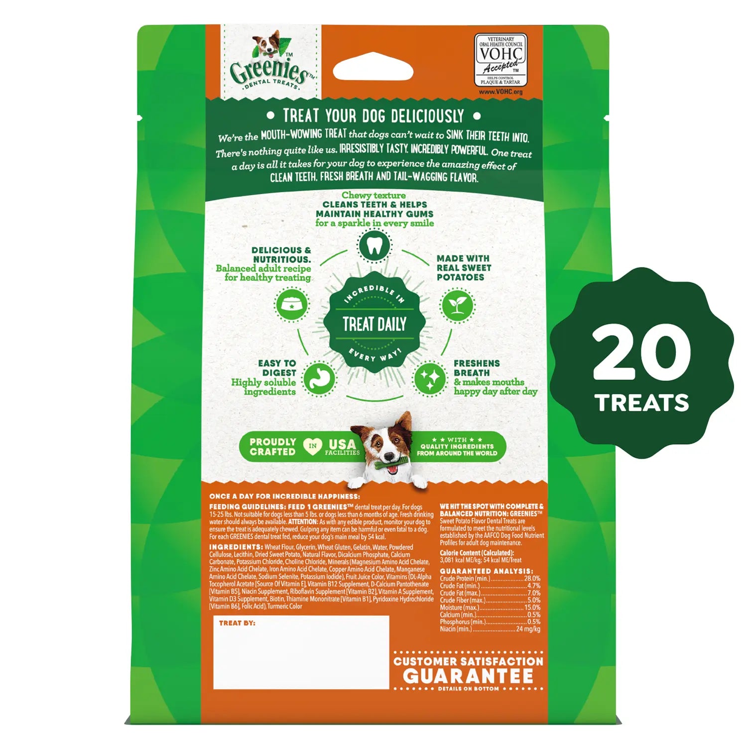 Back 2 of Greenies Sweet Potato Dog Dental Treats Petite 12-oz 20 Count