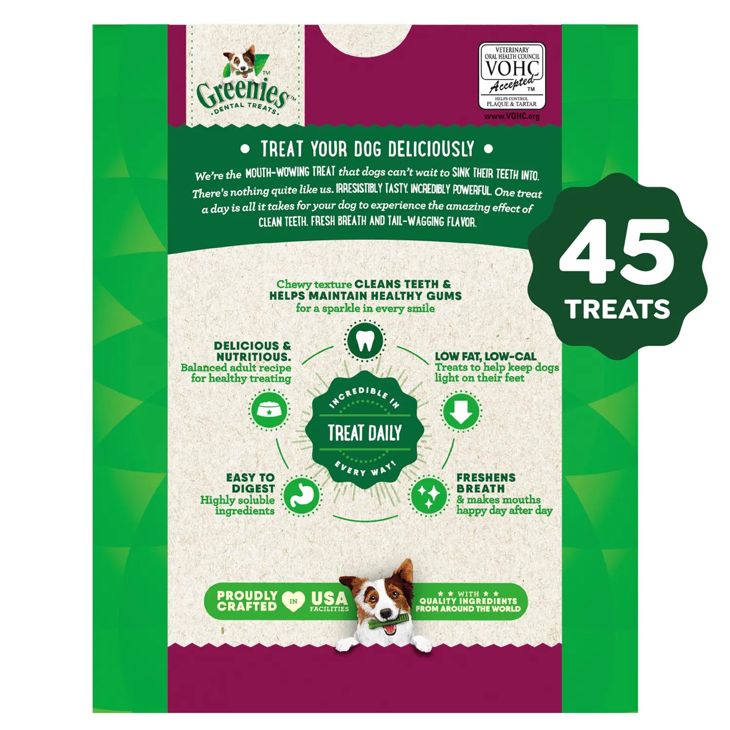 Back 2 of Greenies Weight Management Dog Dental Treats Petite 45 Count 27-oz