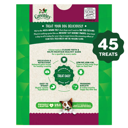 Back 2 of Greenies Weight Management Dog Dental Treats Petite 45 Count 27-oz