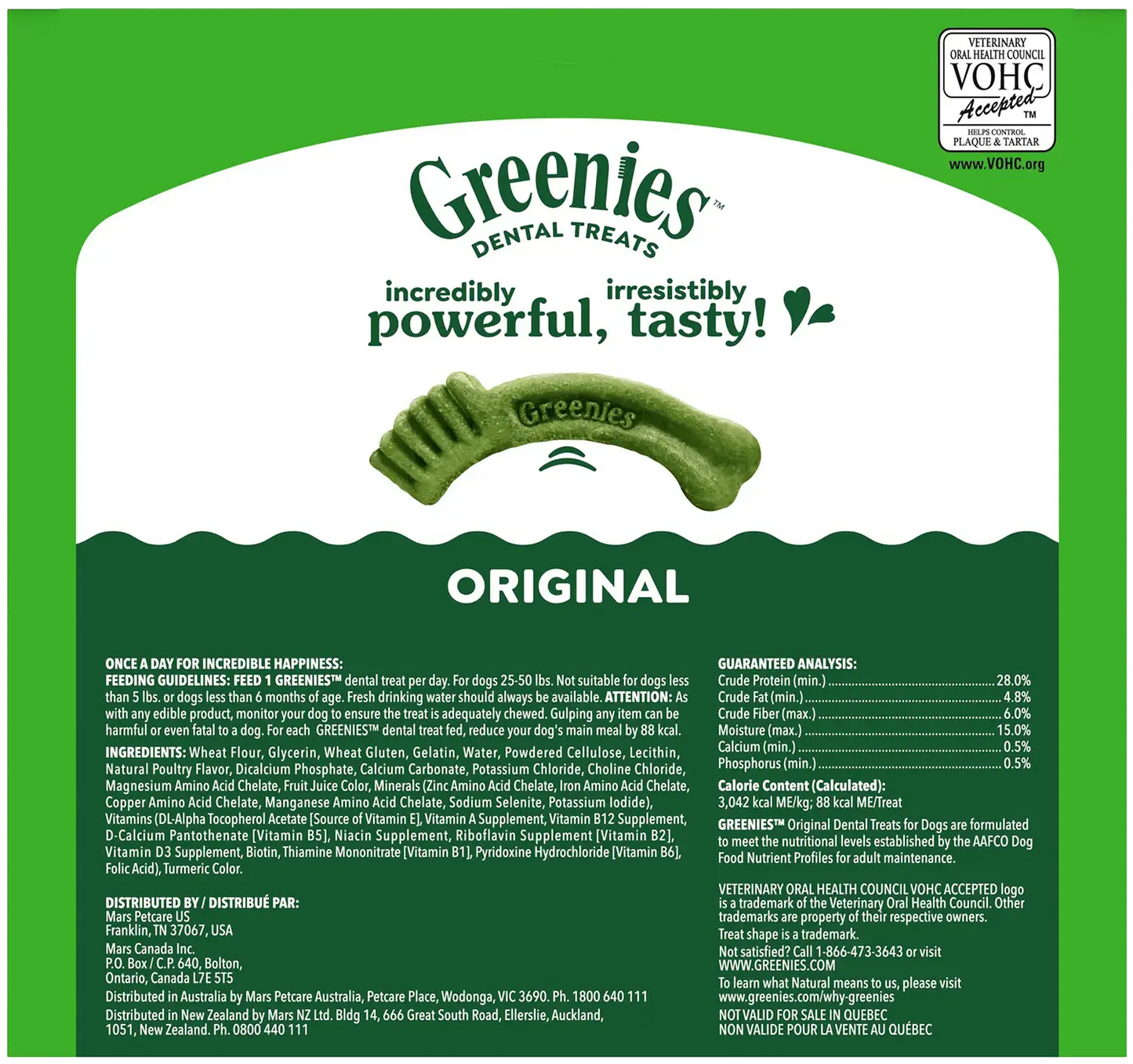 Back of Greenies Original Dog Dental Treats Regular 36-oz 36 Count
