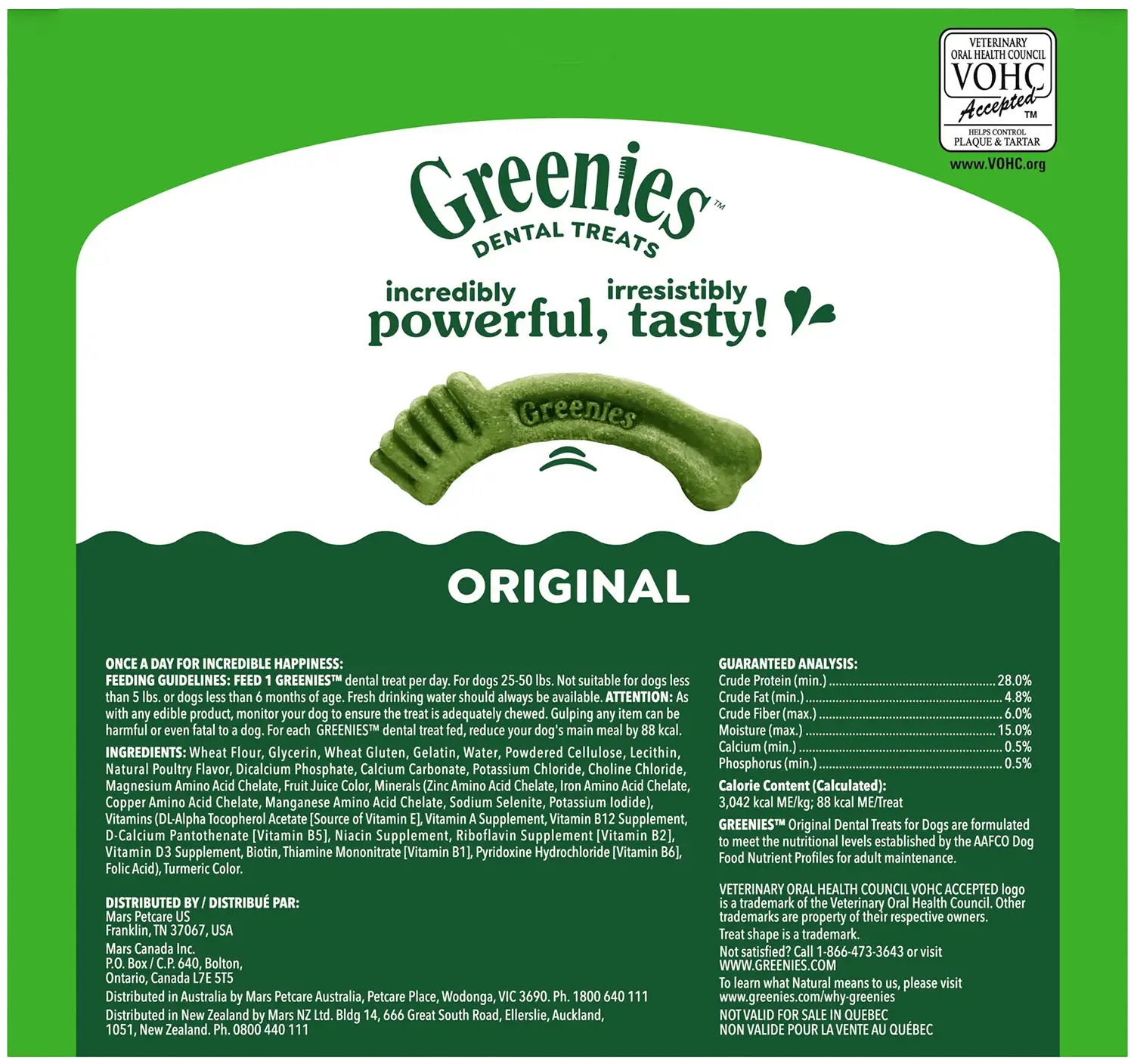 Back of Greenies Original Dog Dental Treats Regular 36-oz 36 Count