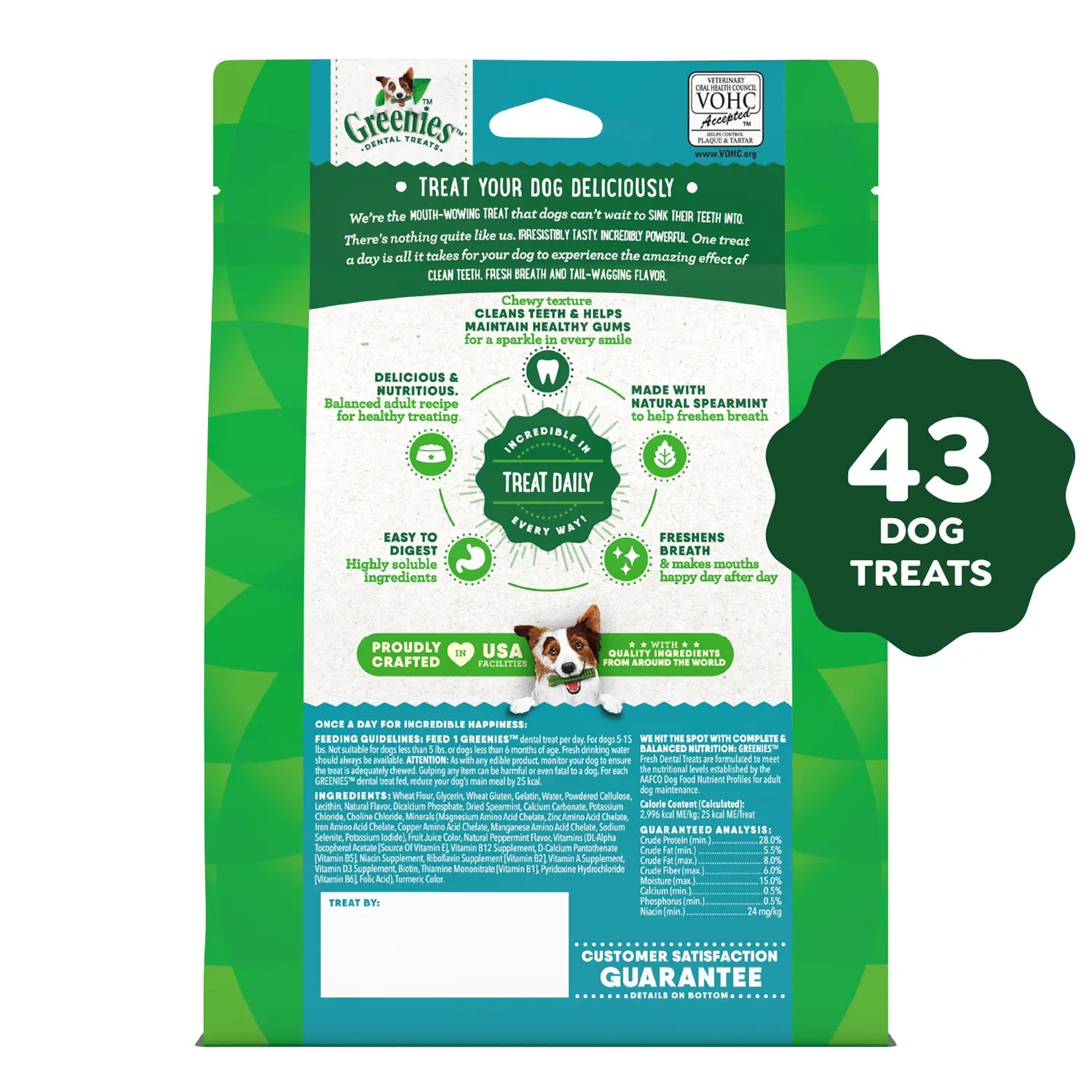 Back 2 of Greenies Fresh Dog Dental Treats Teenie 12-oz 43 Count