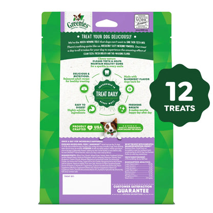 Back 2 of Greenies Blueberry Dog Dental Treats Regular 12-oz 12 Count