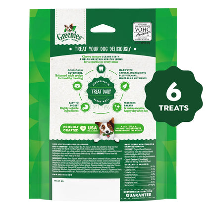 Back 2 of Greenies Original Dog Dental Treats Regular 6-oz 6 Count