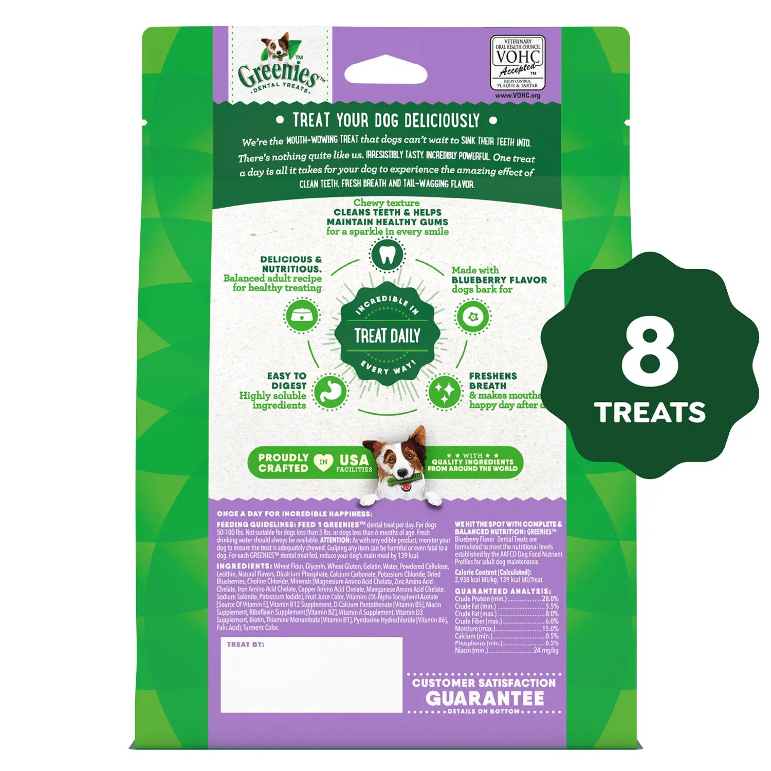 Back 2 of Greenies Blueberry Dog Dental Treats Large 12-oz 8 Count