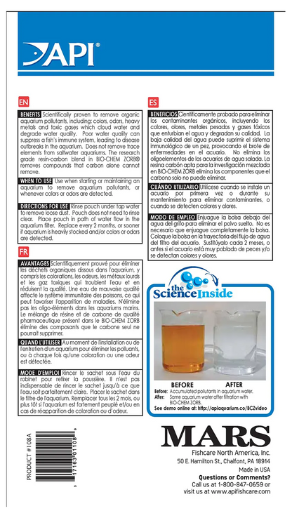 Back of API Bio-Chem Zorb Aquarium Filter Media