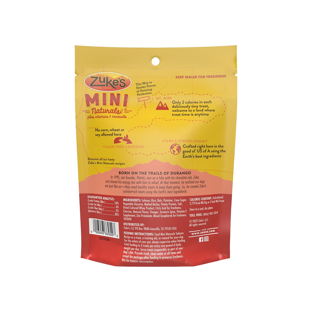 Back of Zuke's Mini Naturals Salmon Dog Treats 1-lb