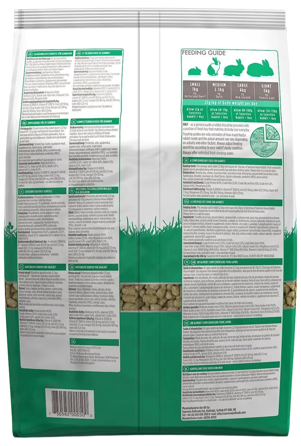 Back of Science Selective House Rabbit Dry Food 3.3-lb