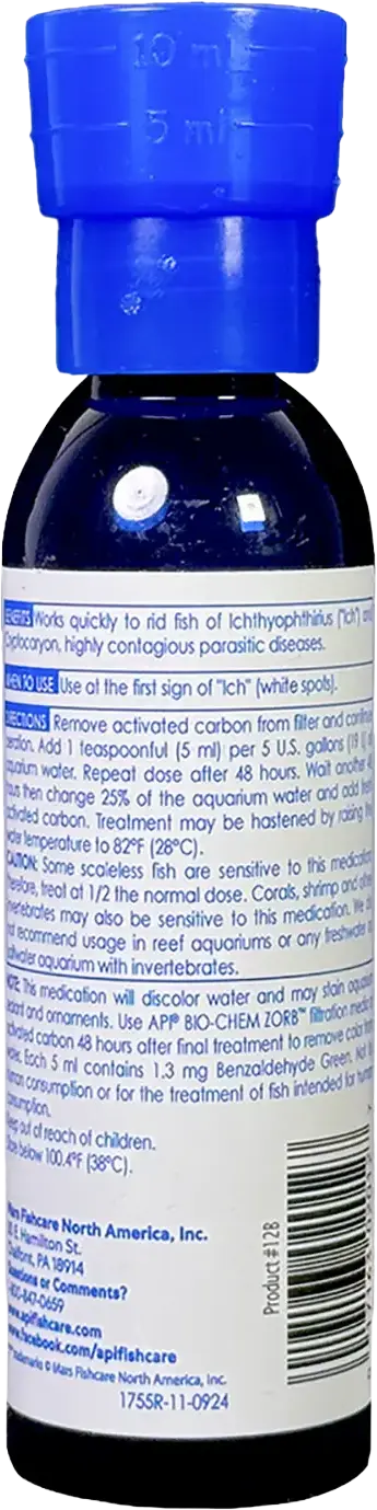 Back of API Liquid Super Ick Cure Medication 4-oz