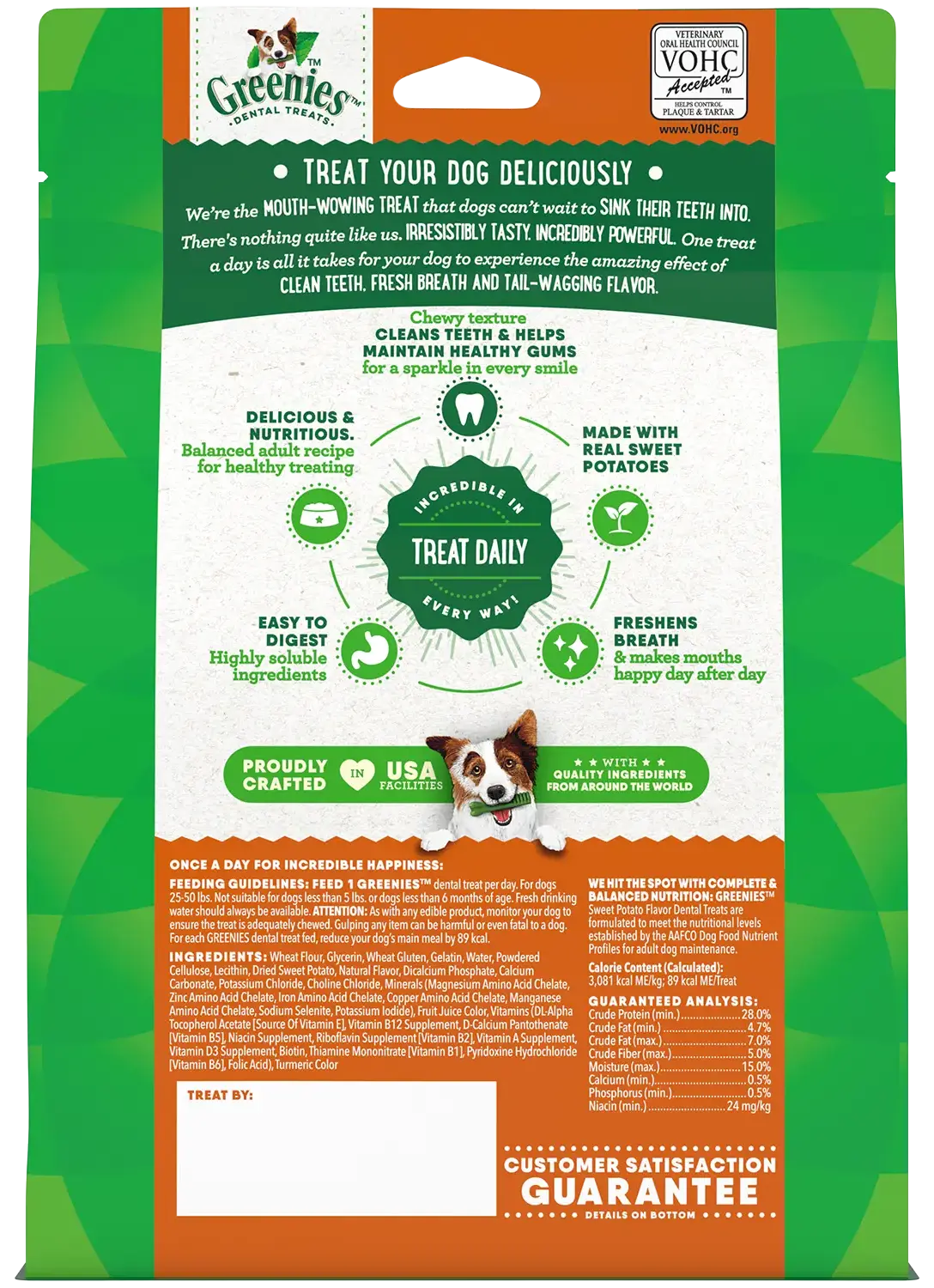 Back of Greenies Sweet Potato Dog Dental Treats Regular 12-oz 12 Count