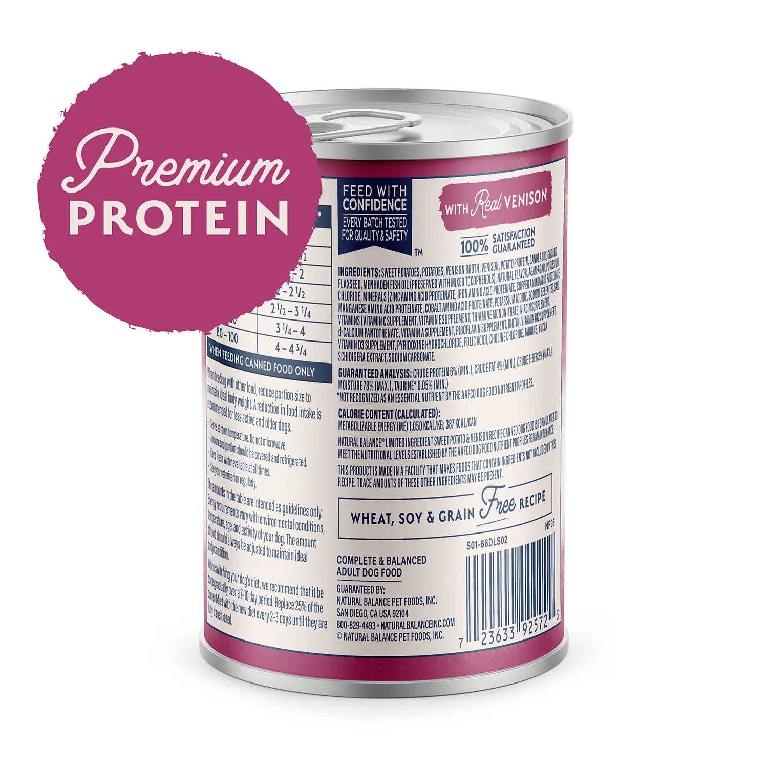 Back of Natural Balance Pet Foods Limited Ingredient Reserve Canned Dog Food Sweet Potato & Venison 13-oz