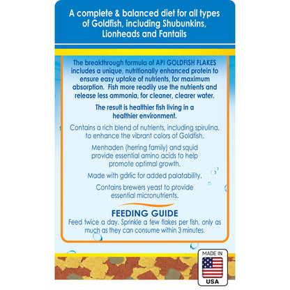 Back of API Goldfish Premium Flakes Fish Food 5.7-oz