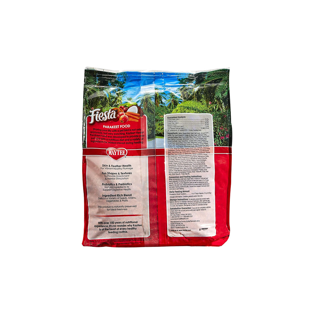 Back of Kaytee Fiesta Parakeet Food 4.5-lb