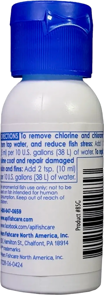Back of API Stress Coat No Pump Remedy Aquarium Water Conditioner 1-oz
