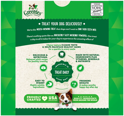 Back of Greenies Original Dog Dental Treats Petite 36-oz 60 Count