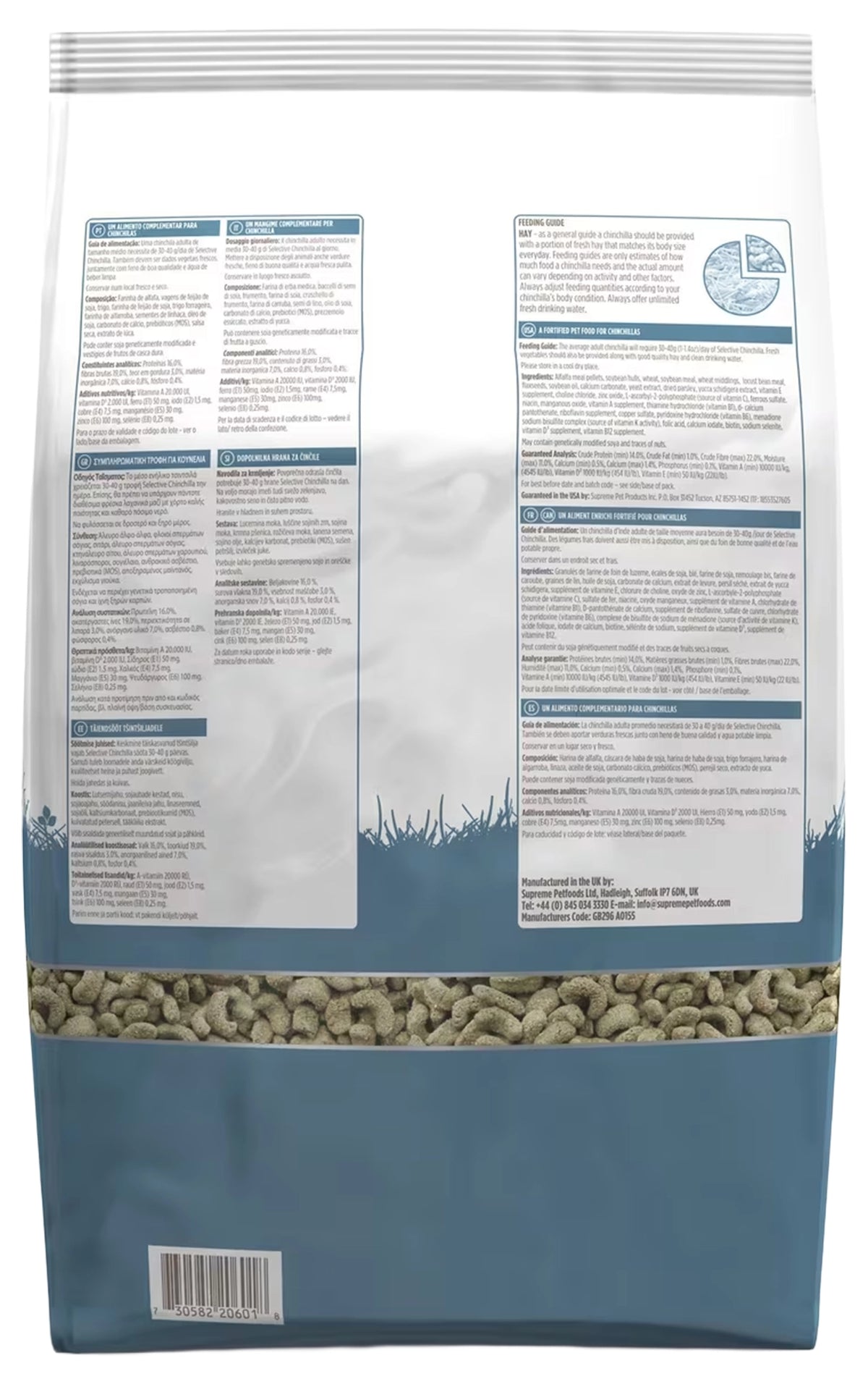 Back of Science Selective Chinchilla Food 4-lb