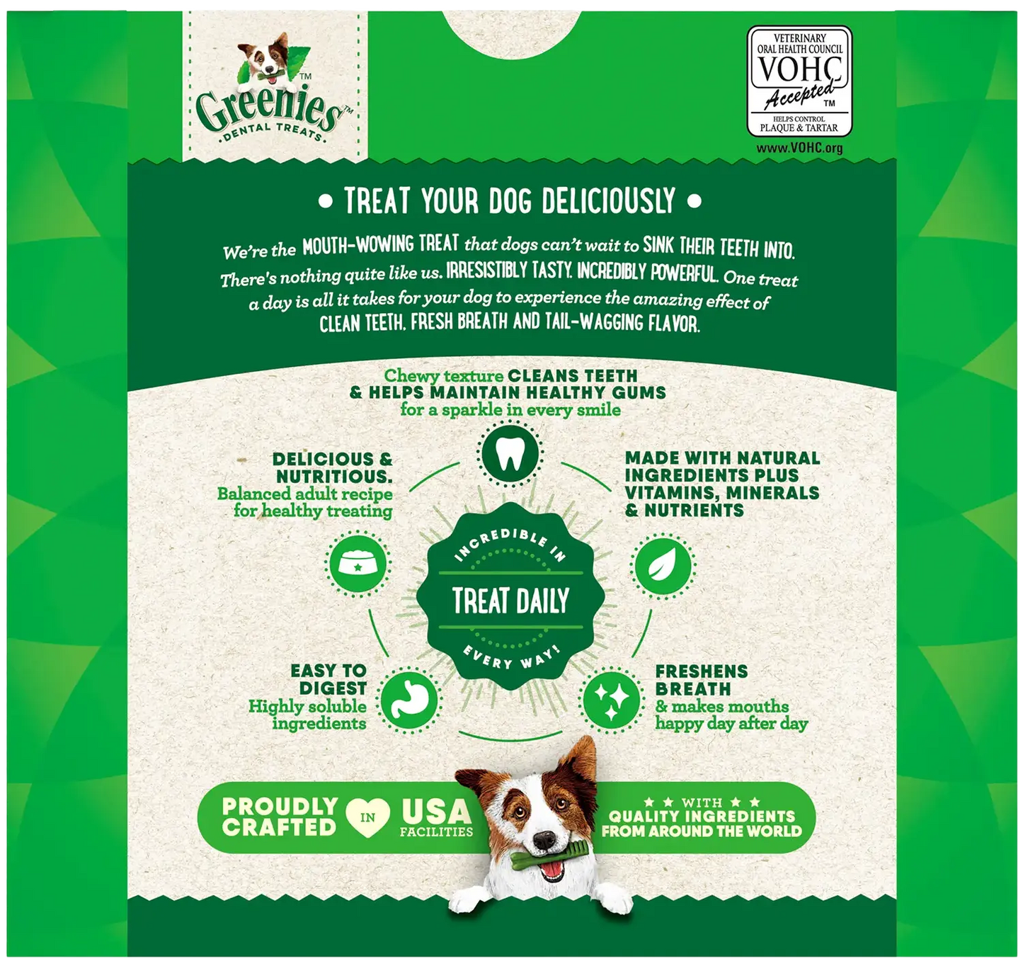 Back of Greenies Original Dog Dental Treats Teenie 36-oz 130 Count