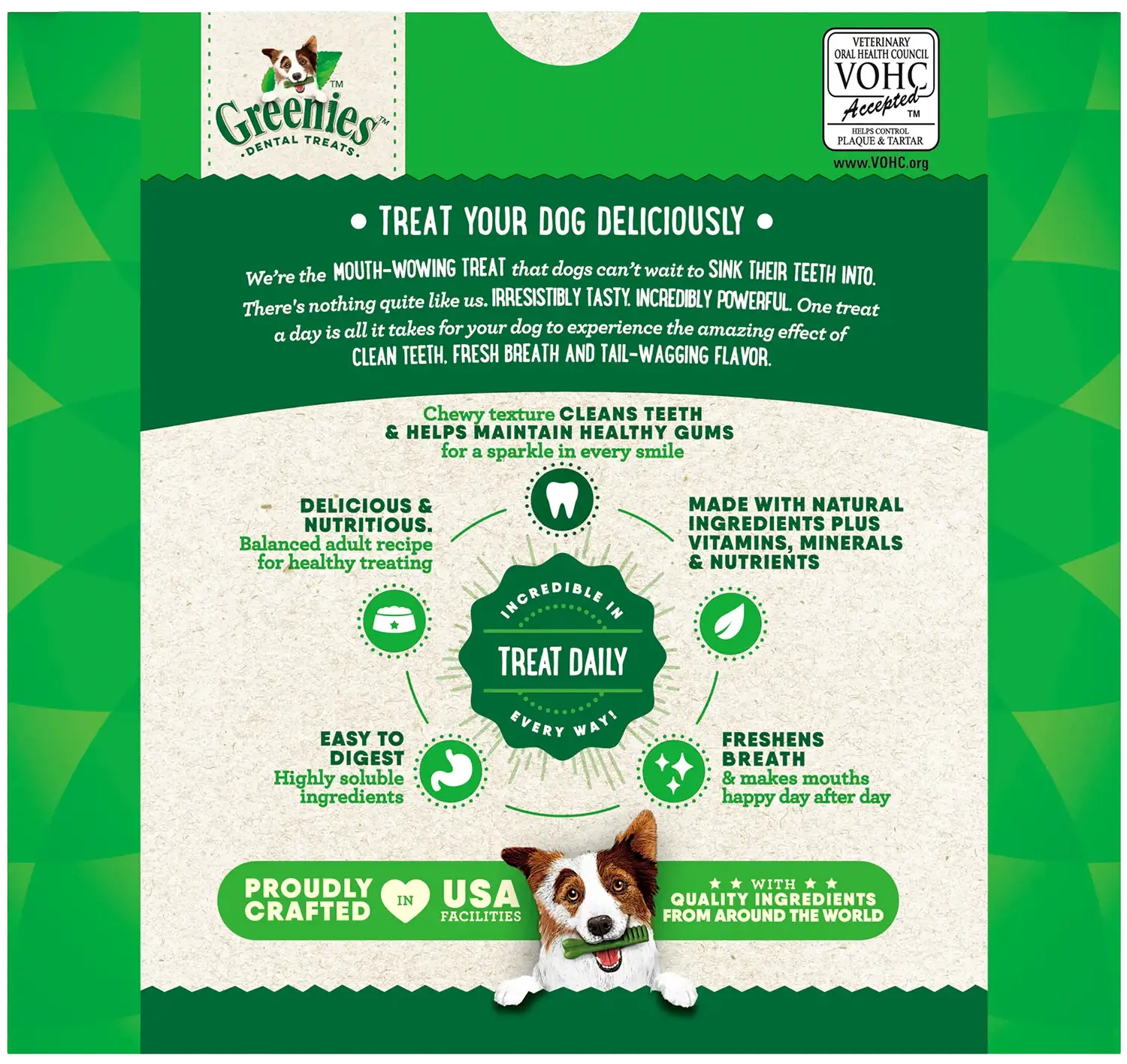 Back of Greenies Original Dog Dental Treats Teenie 36-oz 130 Count