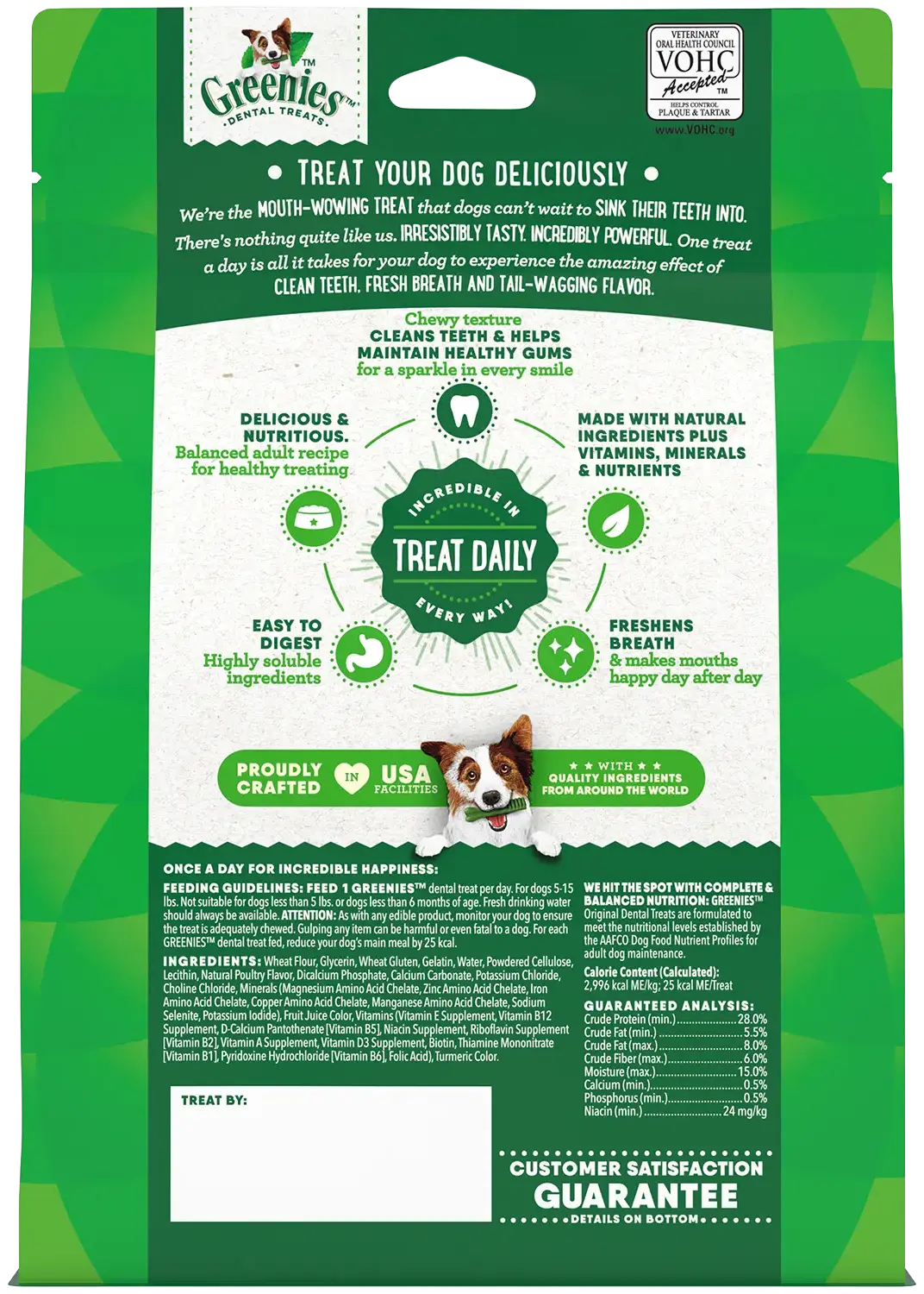 Back of Greenies Original Dog Dental Treats Teenie 12-oz 43 Count