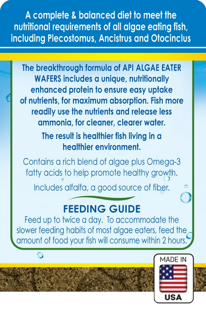 Back of API Algae Eater Premium Sinking Wafer Fish Food 3.7-oz