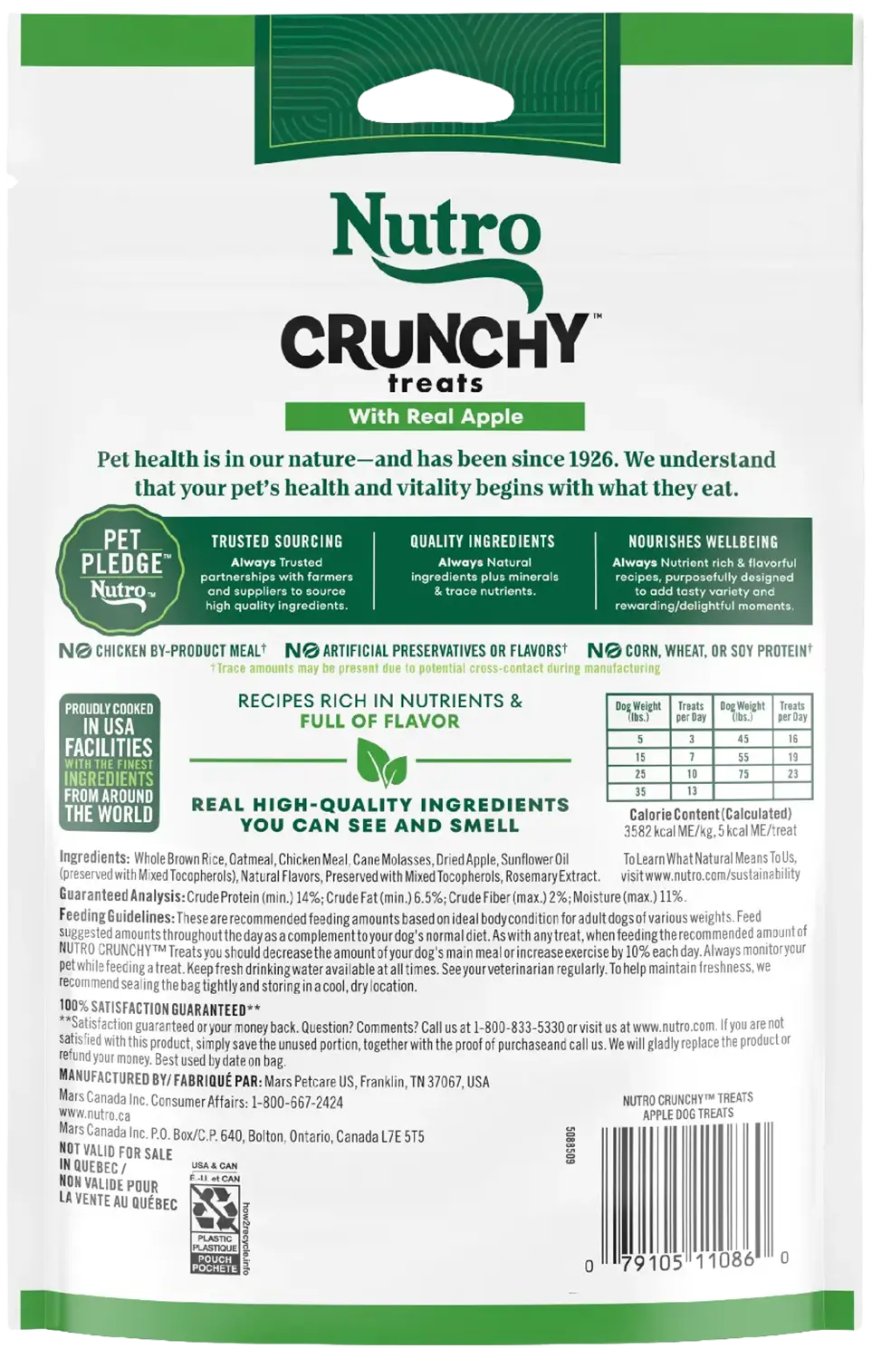 Back of Nutro Natural Choice Apple Crunchy Dog Treats 10-oz