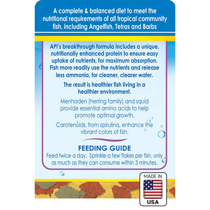 Back of API Tropical Premium Flakes Fish Food 1.1-oz