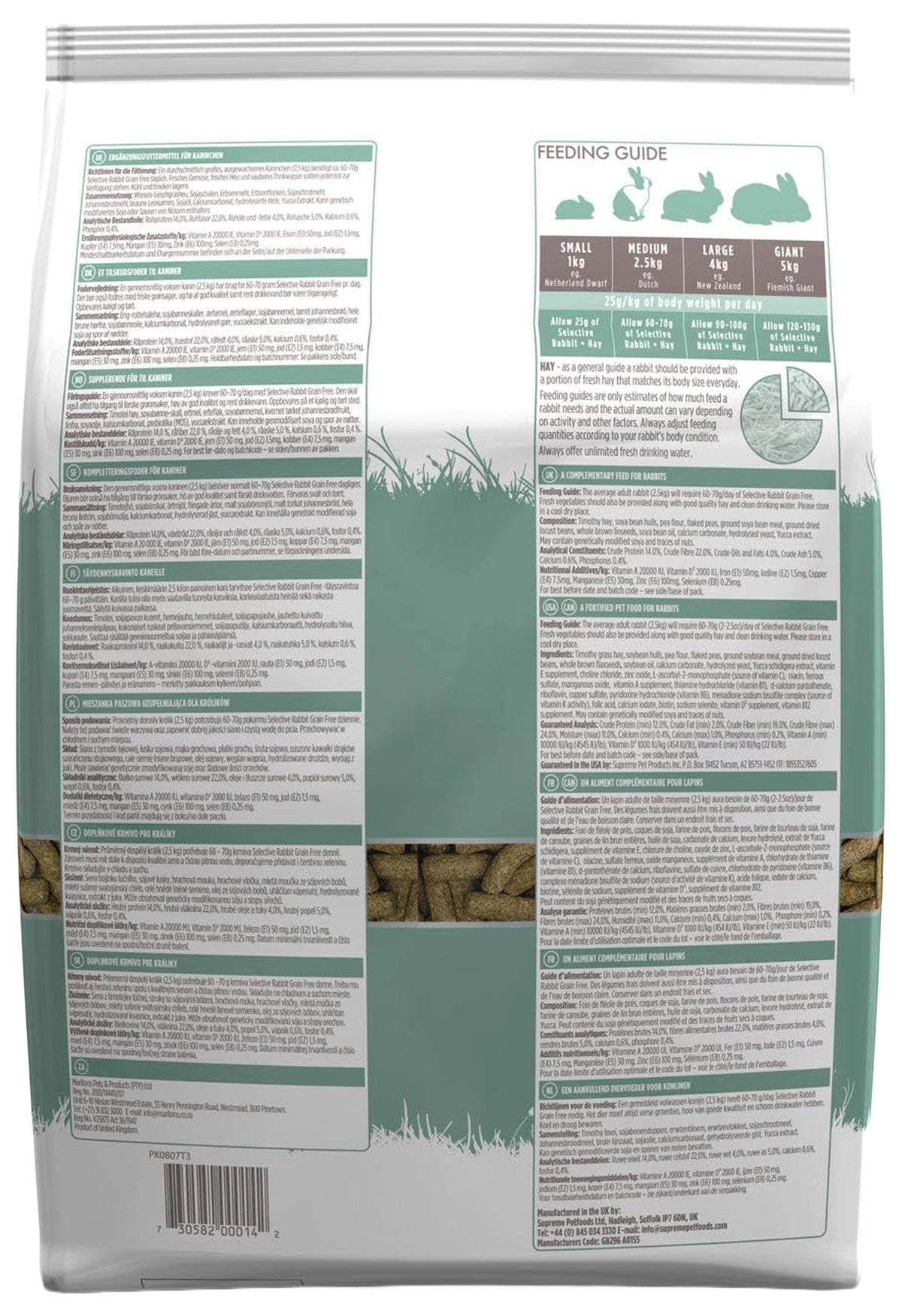 Back of Science Selective Naturals Grain Free Rabbit Dry Food 3.3-lb