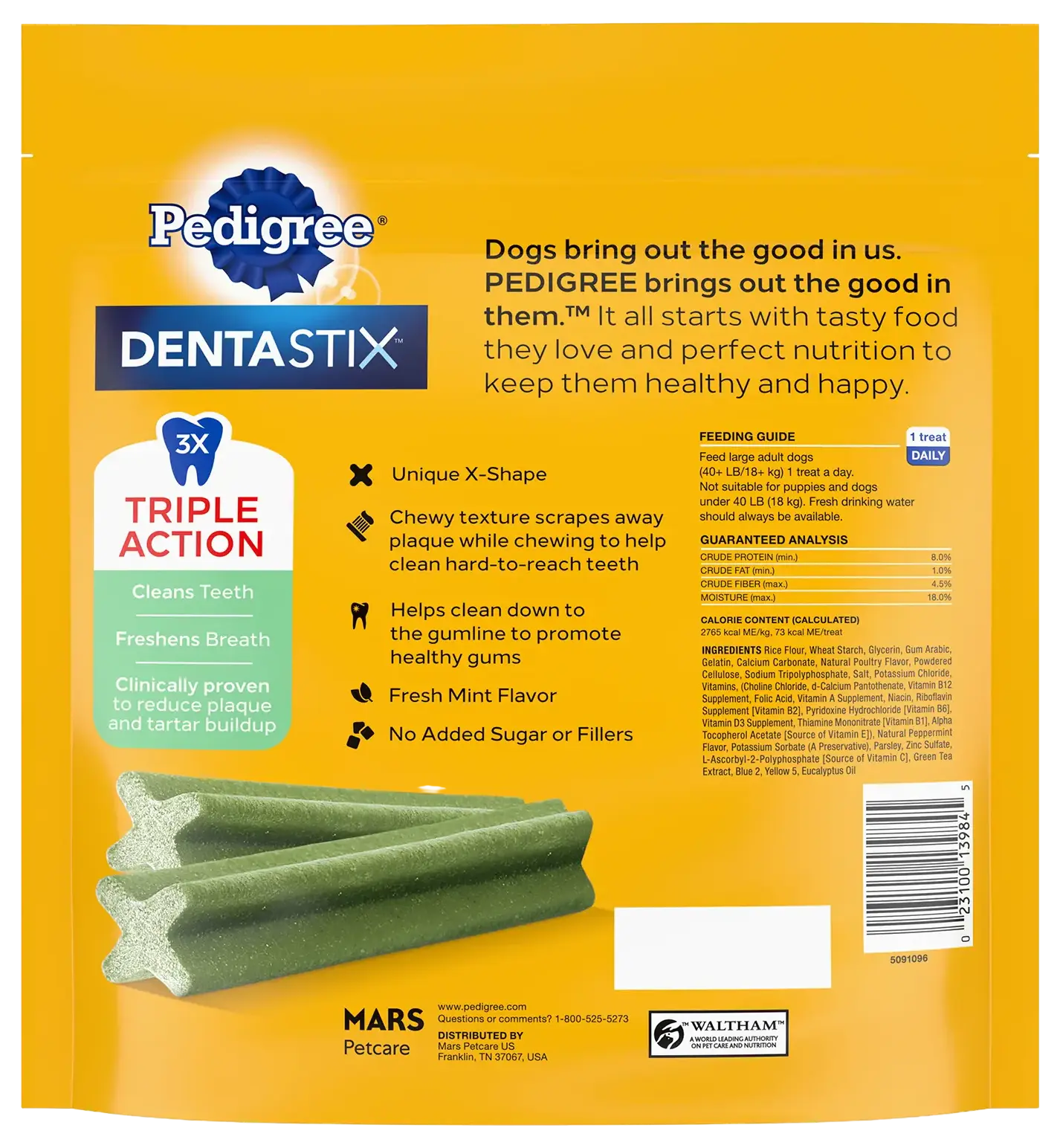 Back of Pedigree DENTASTIX Fresh Dog Dental Treats 28 Count