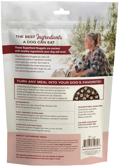 Back of Badlands Ranch Superfood Nuggets Freeze-Dried Raw Dog Treats Bison & Kale 8-oz